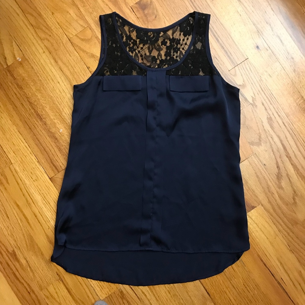 Navy and Black Lace Top